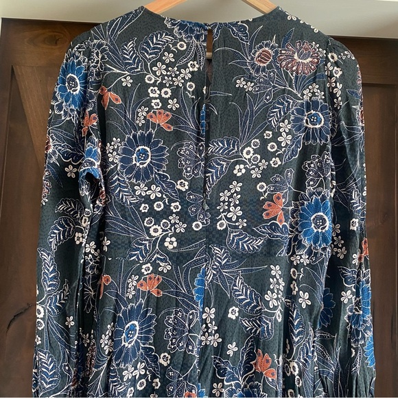 Zara Midi Dress Floral Retro 70s Print A Line Keyhole Back size Large 4043281 - Picture 10 of 10